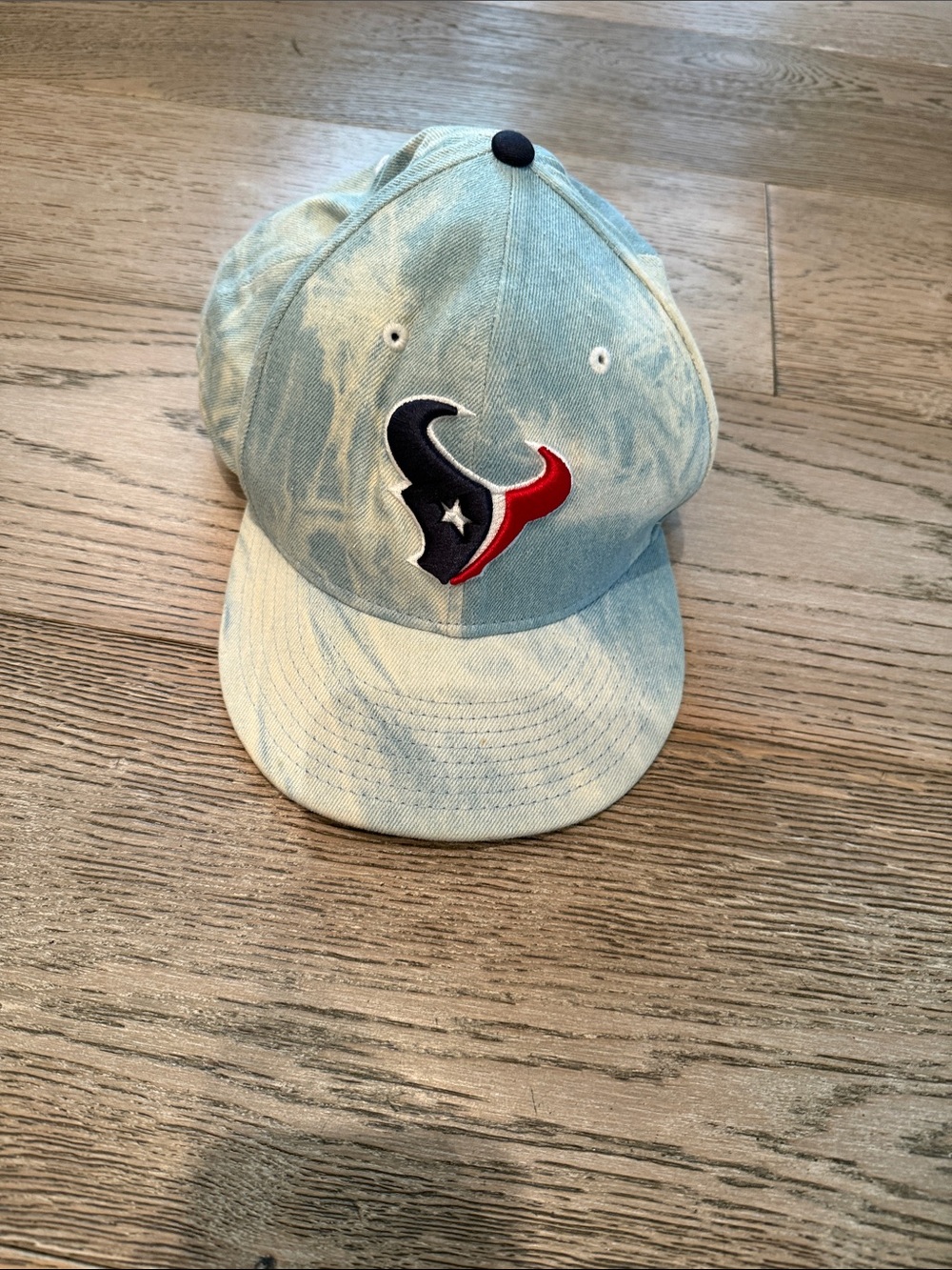 Houston Texans Light Blue Denim Baseball Cap with Red & Navy Team Logo
